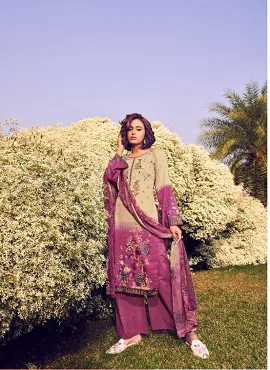 Belliza Rustic Garden Ethnic Wear Cotton Digital Print And Embroidery Work Top With Bemberg chiffon Dupatta Dress Materials Collection