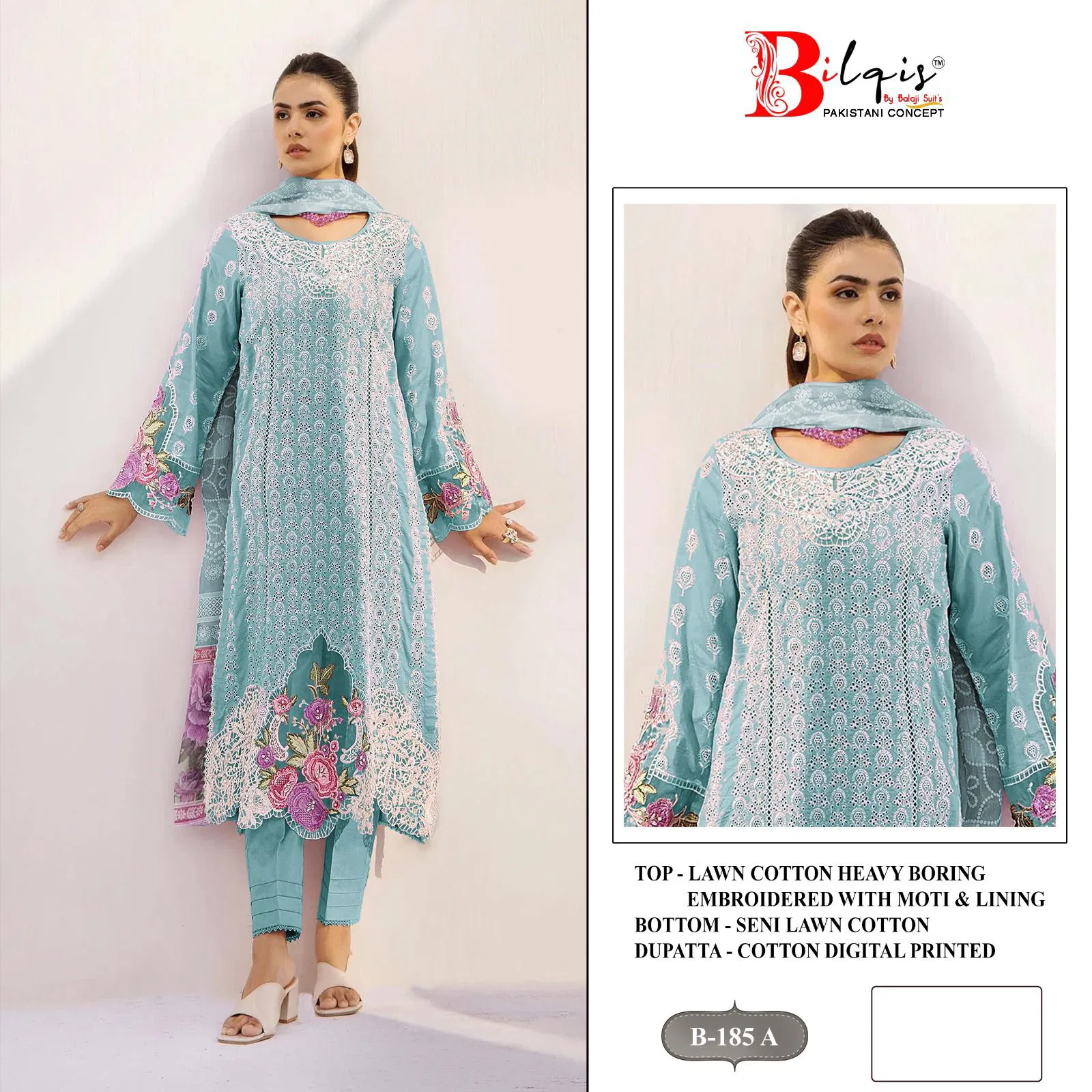 Bilqis B 185 A To D Cambric Lawn Cotton Pakistani Suits Wholesale Shop In Surat