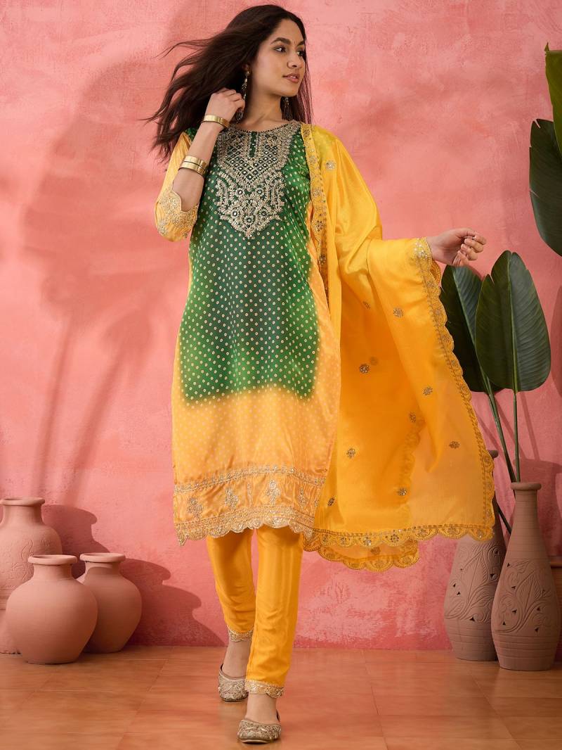 Color Set 8505 Chinon Silk Stylish Kurti Bottom With Dupatta Exporters In India