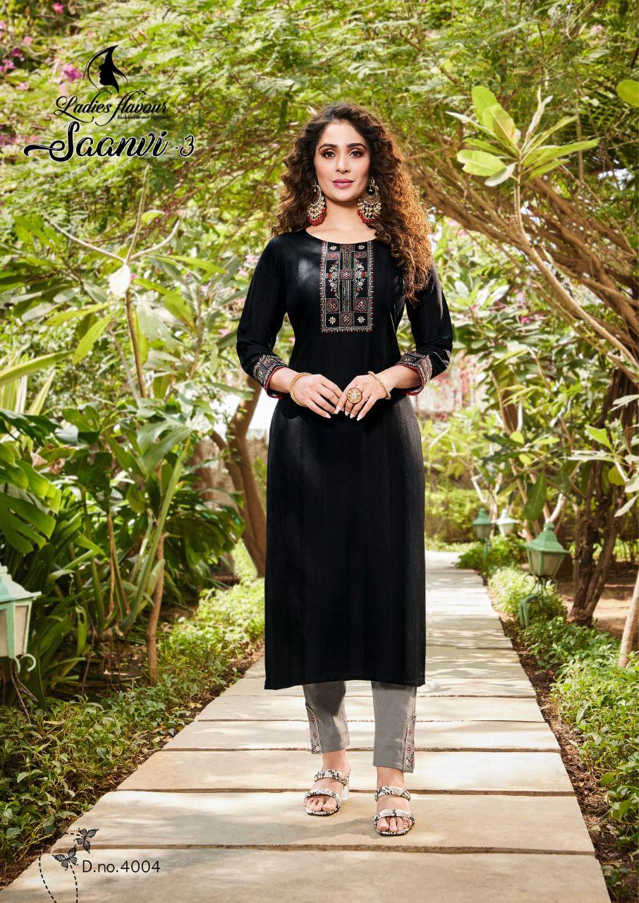 Ladies Flavour Saanvi 3 New Designer Fancy Party Wear Kurti With Bottom Collection
