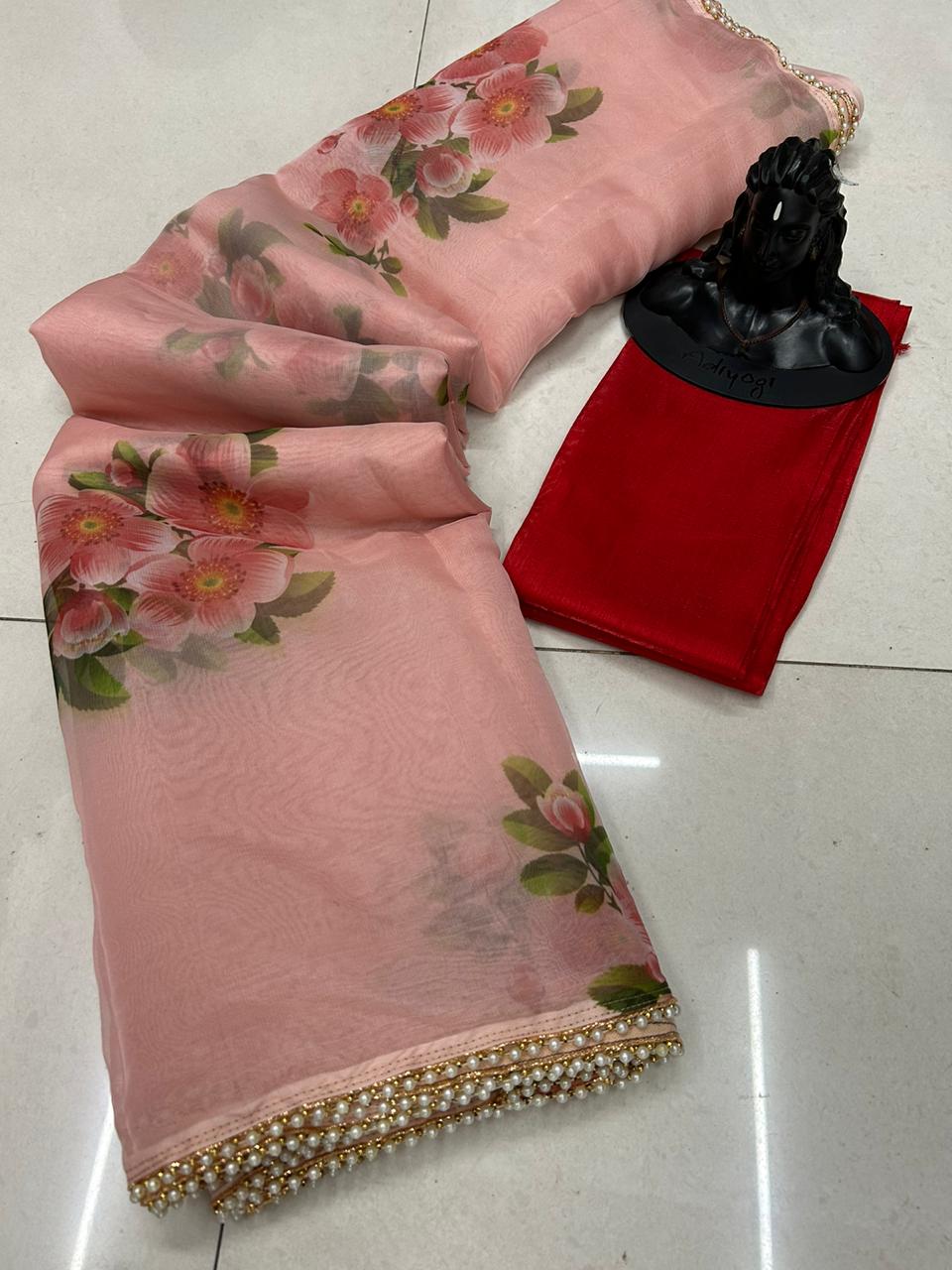 DF 100 Mudra Organza Printed Non Catalog Sarees Wholesale Market In Surat