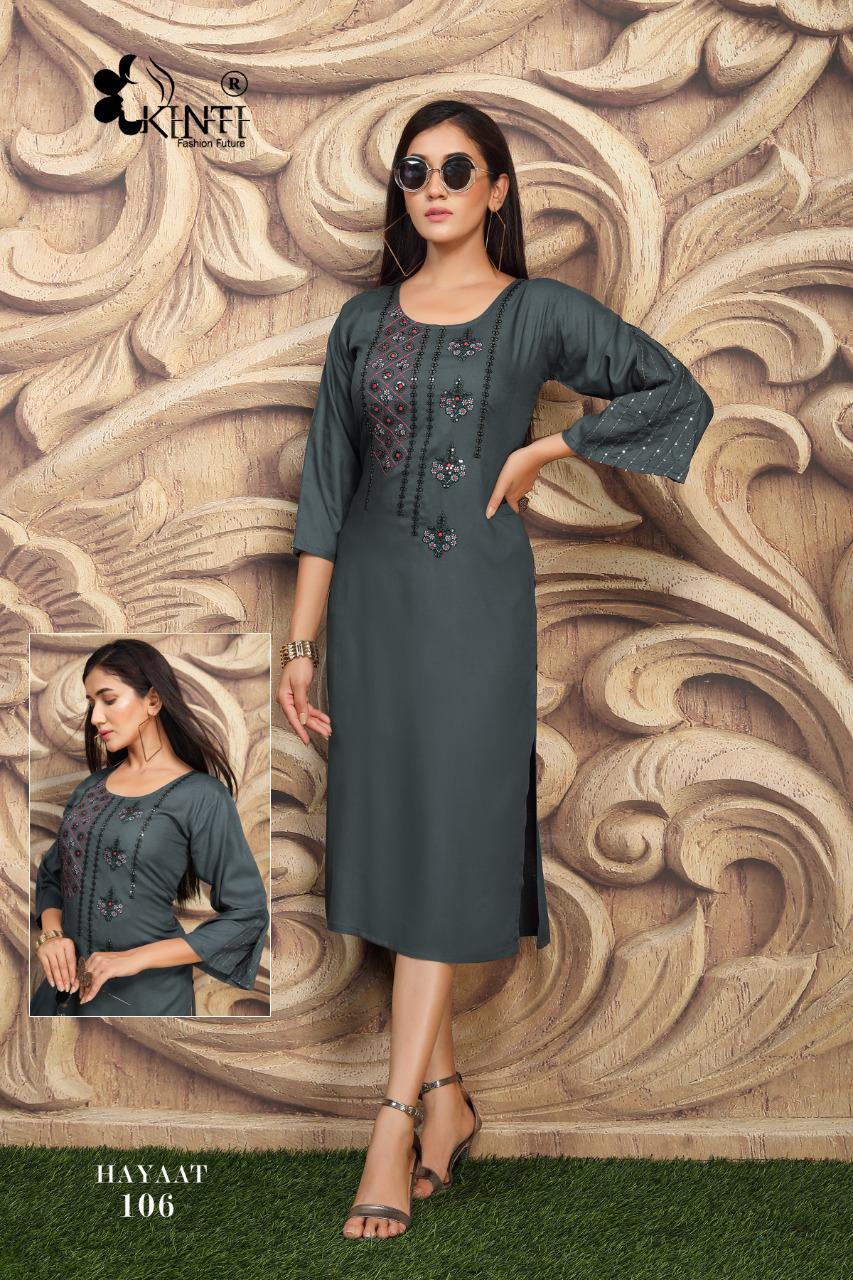 Kinti Hayaat Casual Wear Printed Rayon Designer Kurti Collection
