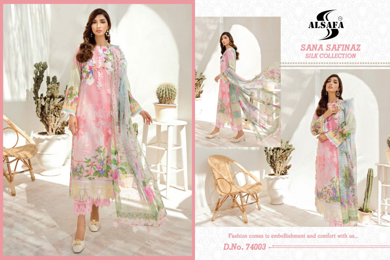 Alsafa Sana Safinaz Latest Designer Printed Karachi Silk Dress Material Collection 