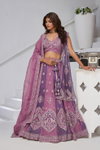 Purple Colour Georgette Tissue Zari Work Lehenga With Blouse And Dupatta Exporters In India Kf 2170