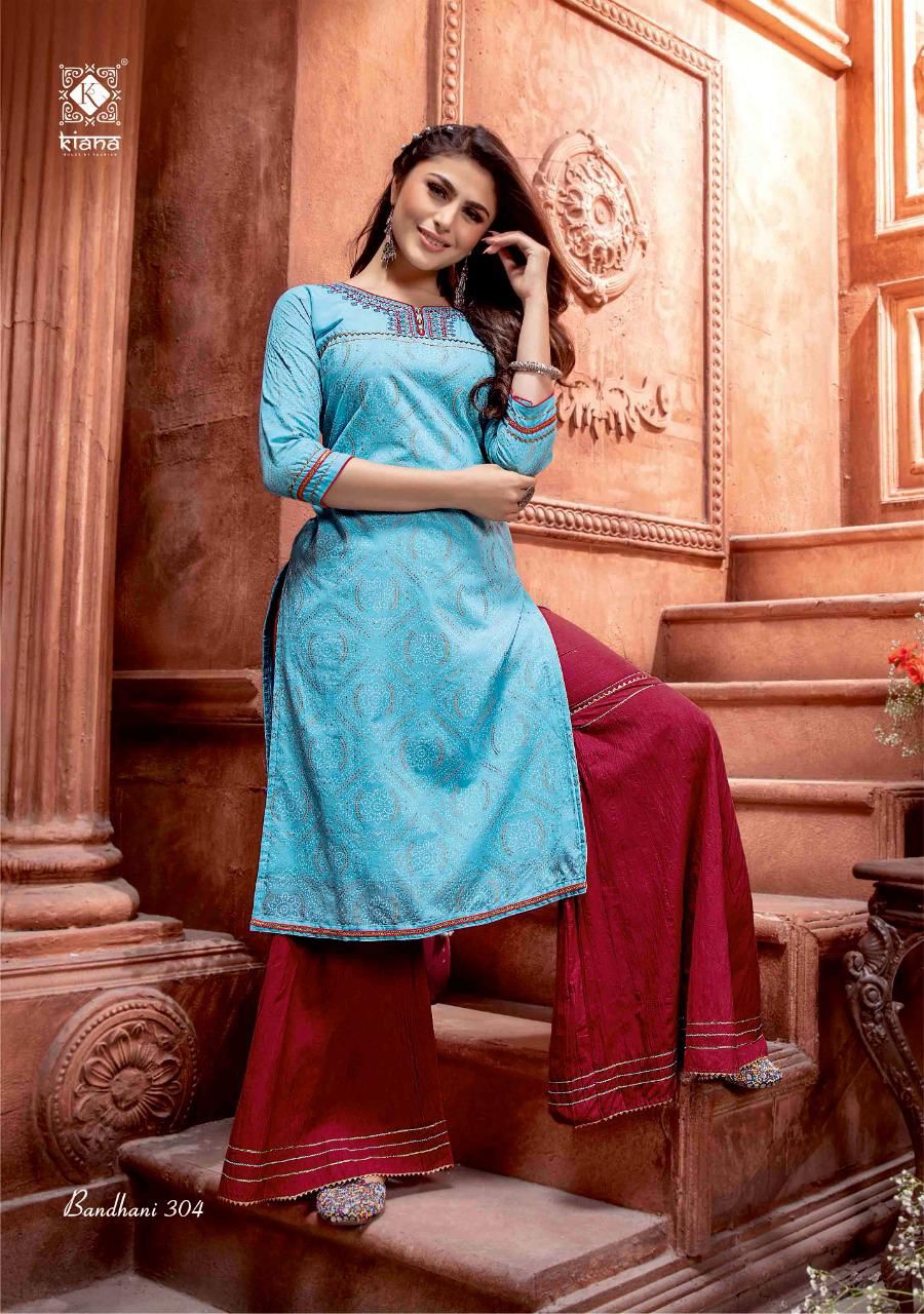 Kiana Bandhani 3 Festive Wear Pure Cotton Gold Print With Gotta Pati work Kurti With Bottom Collection
