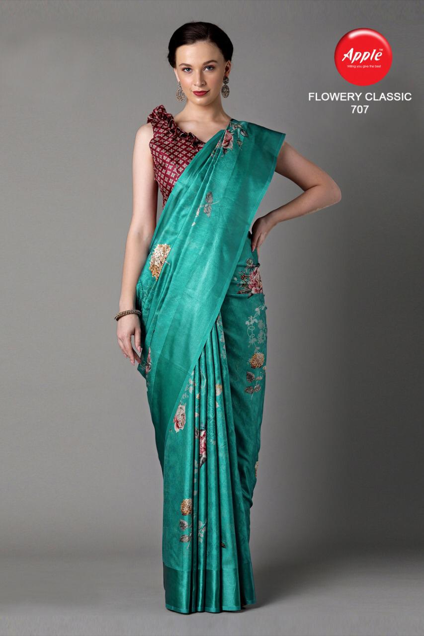 APPLE FLOWERY CLASSIC VOL-7 Latest Designer Fancy Party Festive Wear Dola Patta Saree Collection