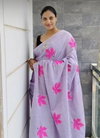 Sc Flora Leaf Linen Cotton Floral Printed Surat Fancy Saree Wholesale Market