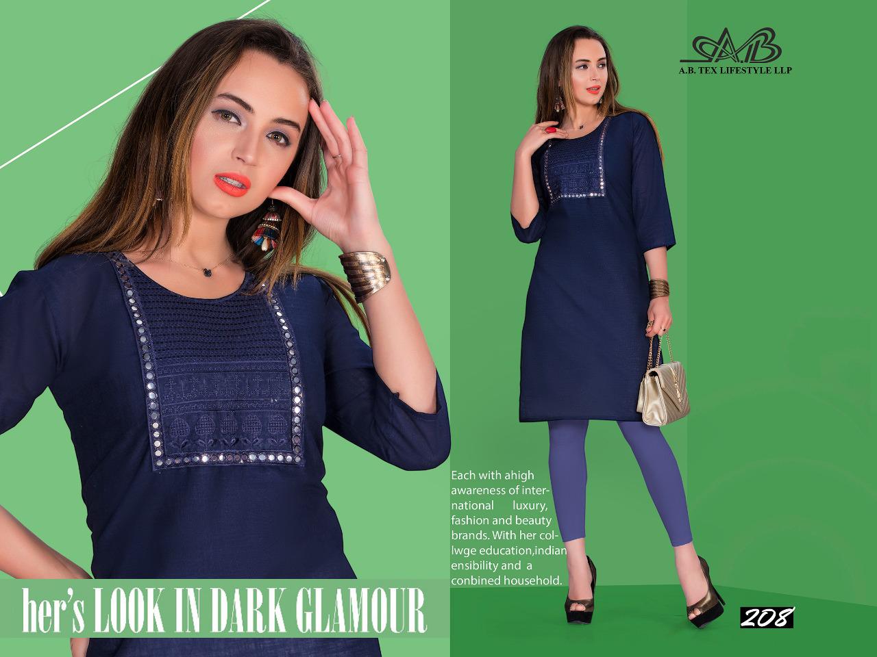Ab Dhani 1 Designer Regular Wear Neck Work Cotton Slub Pure Kurti Collection
