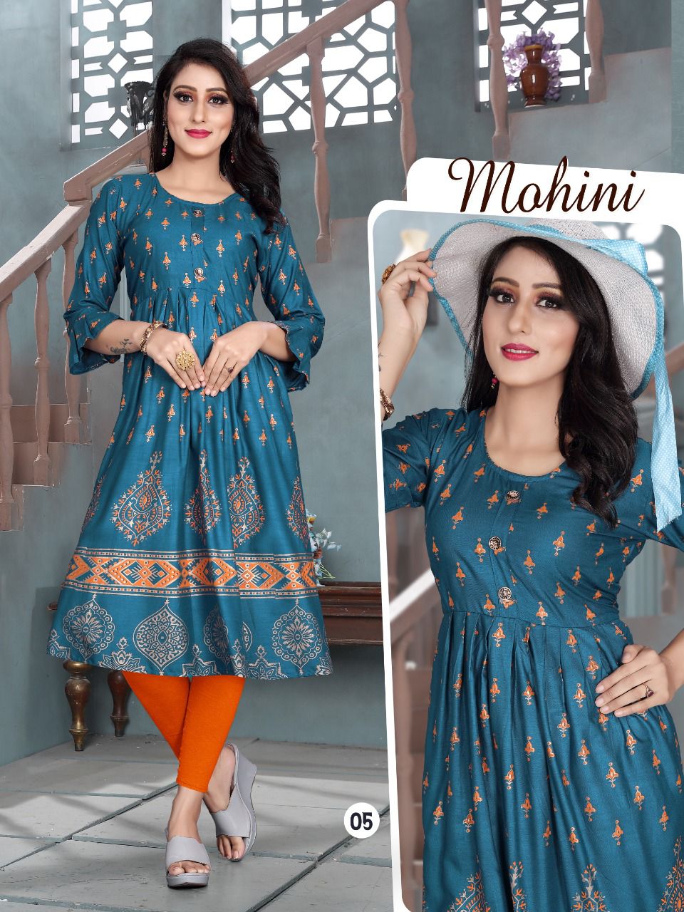 Aagya Mohini 3 Ethnic Wear Fancy Rayon Printed Designer Kurti Collection