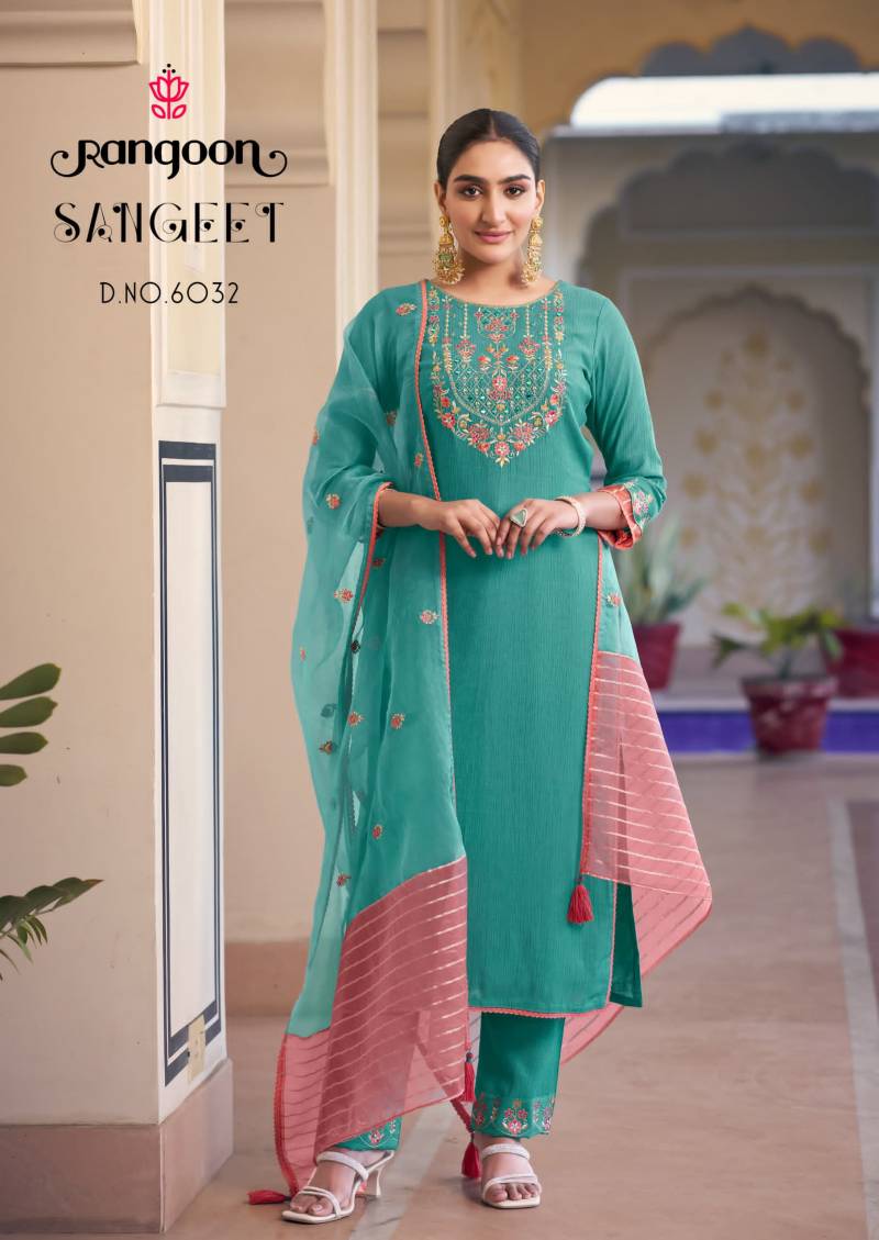 Rangoon Sangeet 1 Viscose With Khatli Handwork Kurti Bottom With Dupatta Online Wholesale