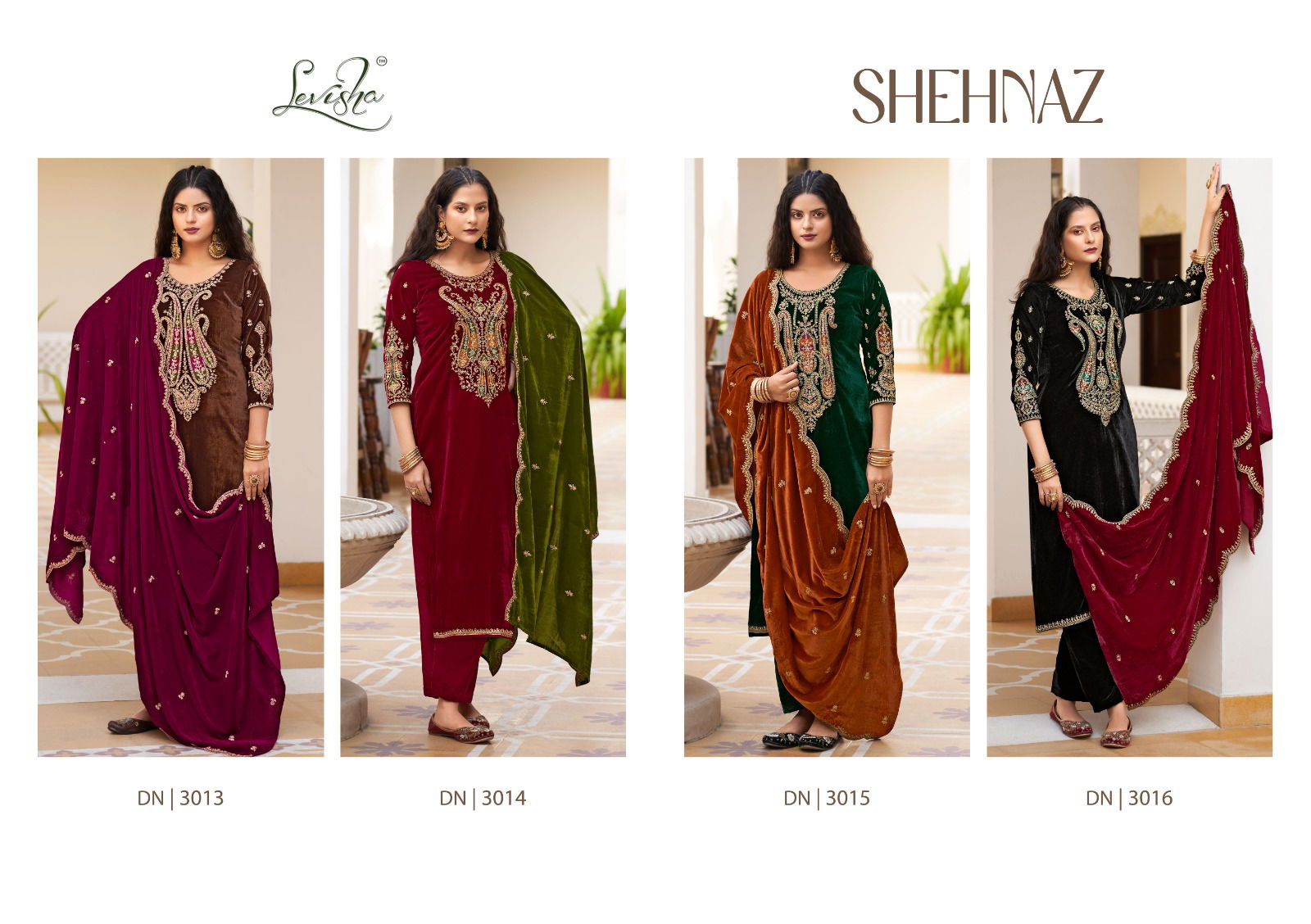 Levisha Shehnaz Heavy Velvet Dress Material Catalog
