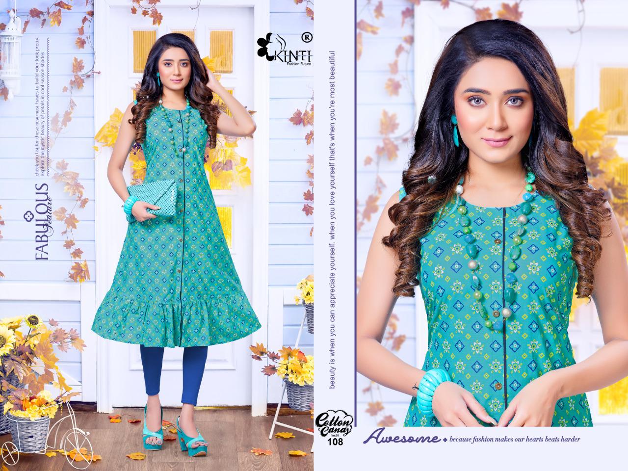 Kinti Cotton Candy 1 A Latest Fancy Designer Ethnic Wear Line Cambric Cotton Printed Kurti Collection
