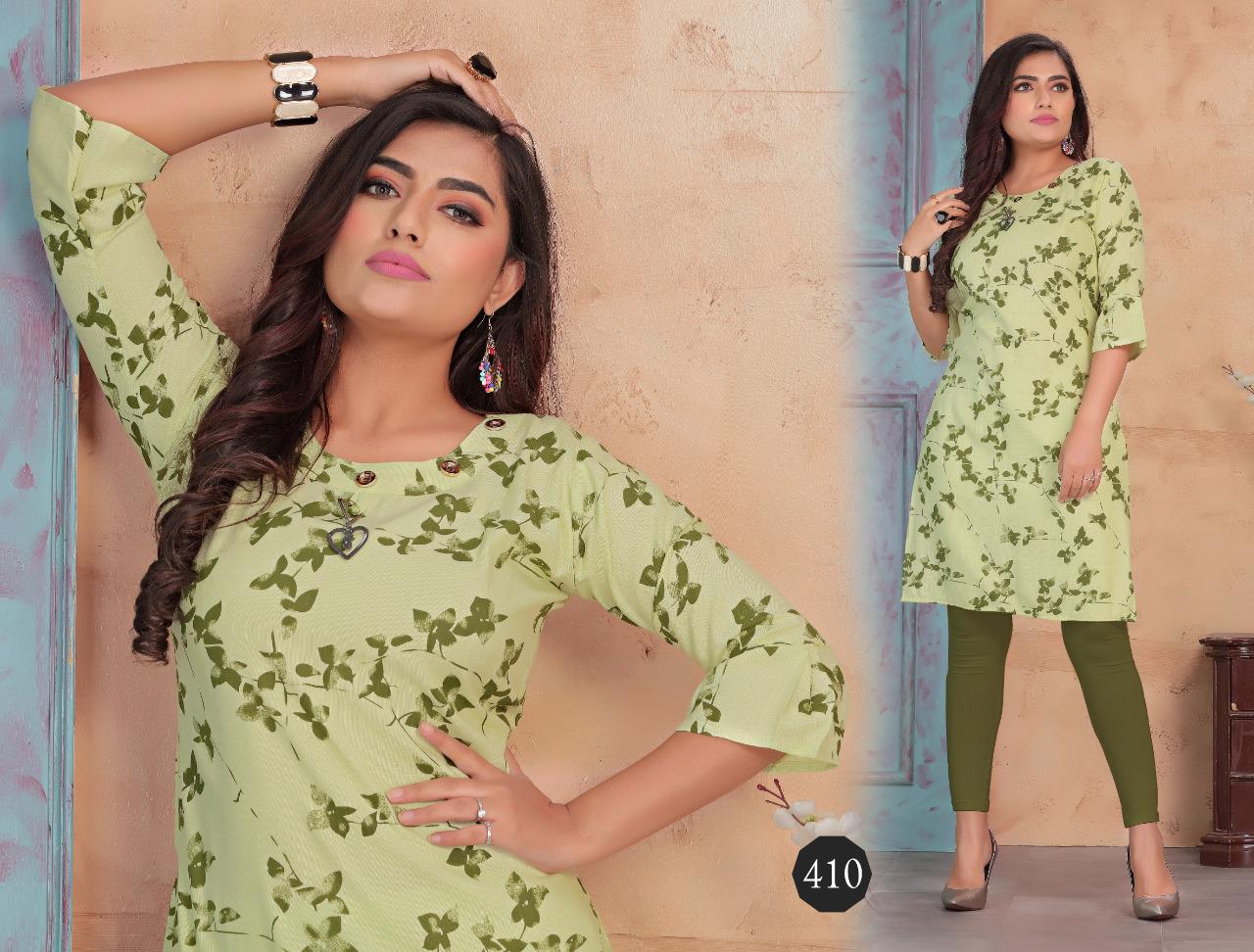 Trendy Heaven 2 Heavy Rayon Fancy Casual Wear Printed Kurtis Collection