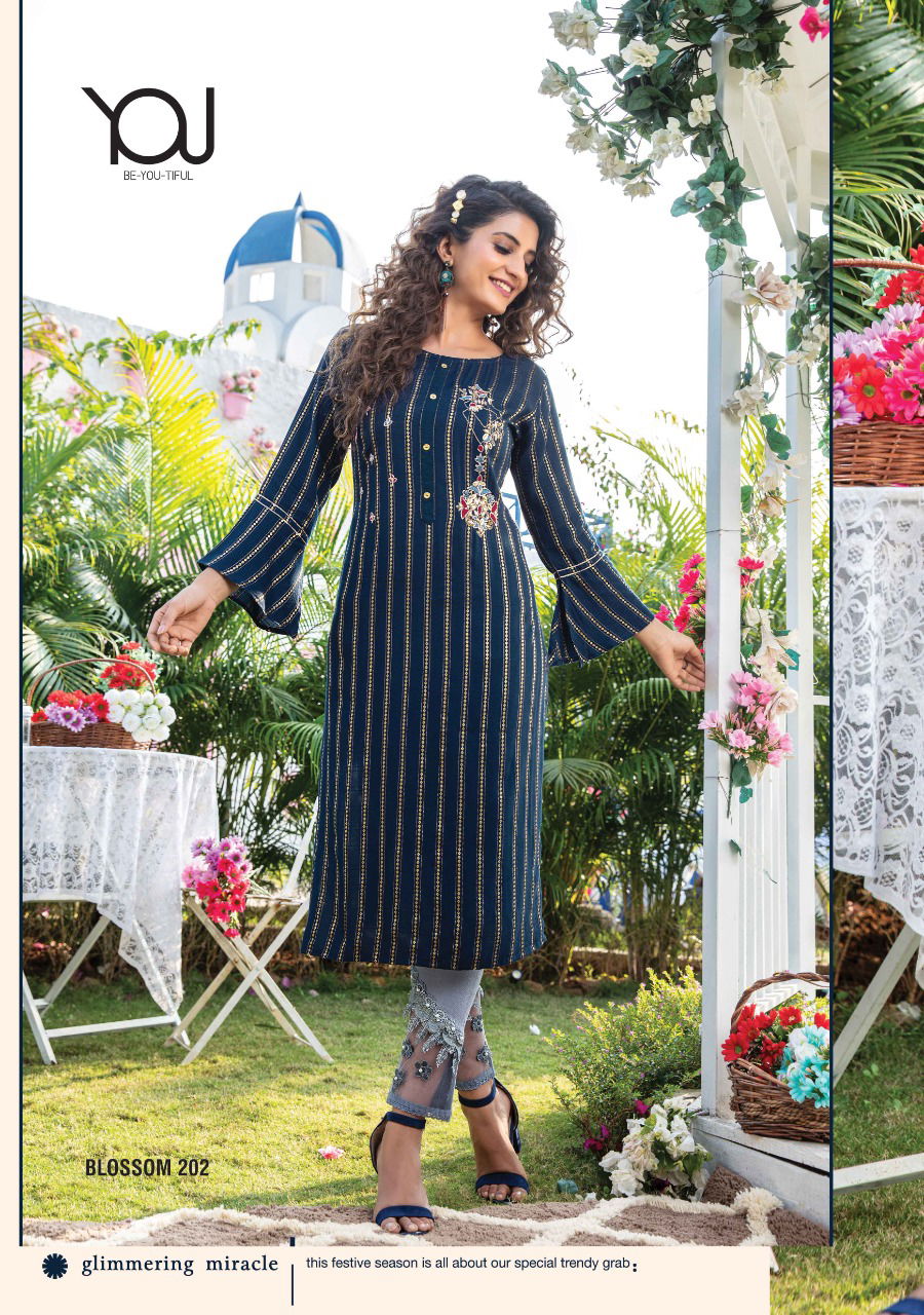 Wanna Blossom 2 Fancy Exclusive Ethnic Wear Rayon Kurti With Bottom Collection
