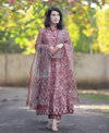 Dhruvi 313 Viscose Printed Anarkali Kurti With Bottom Dupatta Suppliers In India