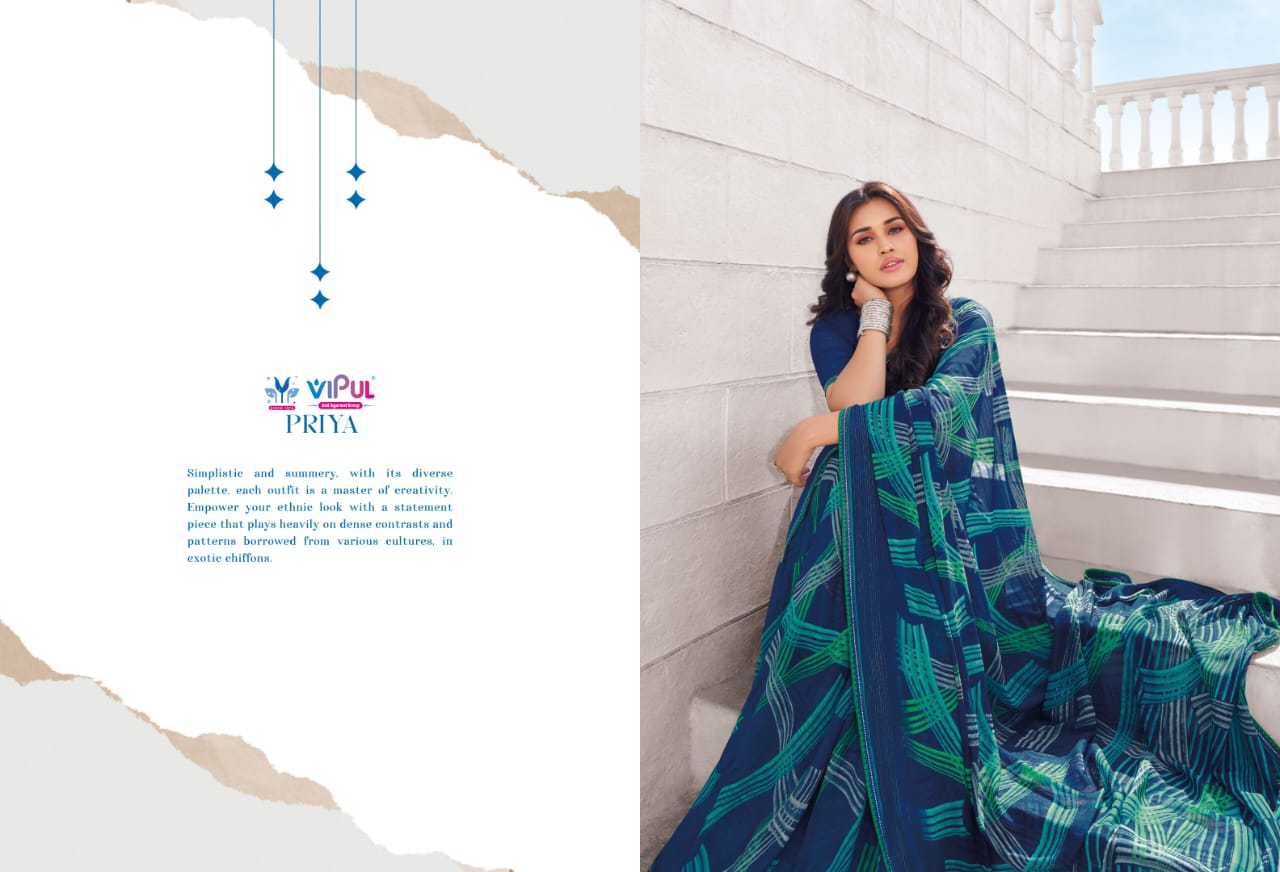 Priya By Vipul Georgette Daily Wear Sarees Wholesale Shop In Surat