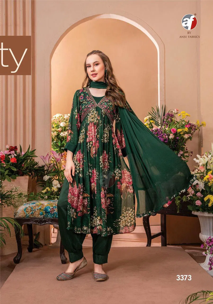 Geet By Anju Fabric Afghani Alia Cut Kurti Bottom With Dupatta

