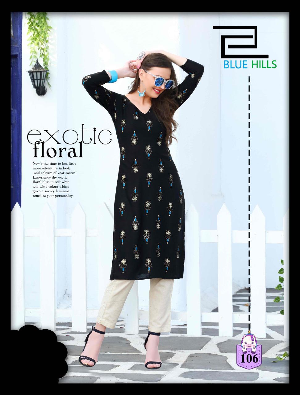Blue Hills Divine fancy Ethnic Wear rayon With Gold Print Kurti With Bottom Designer Kurtis Collection
