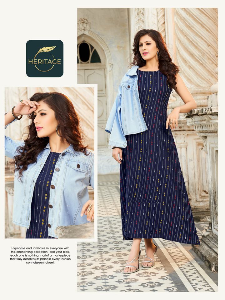 Heritage Jack N Jill Fancy Party Wear Rayon Printed Long Kurti Collection