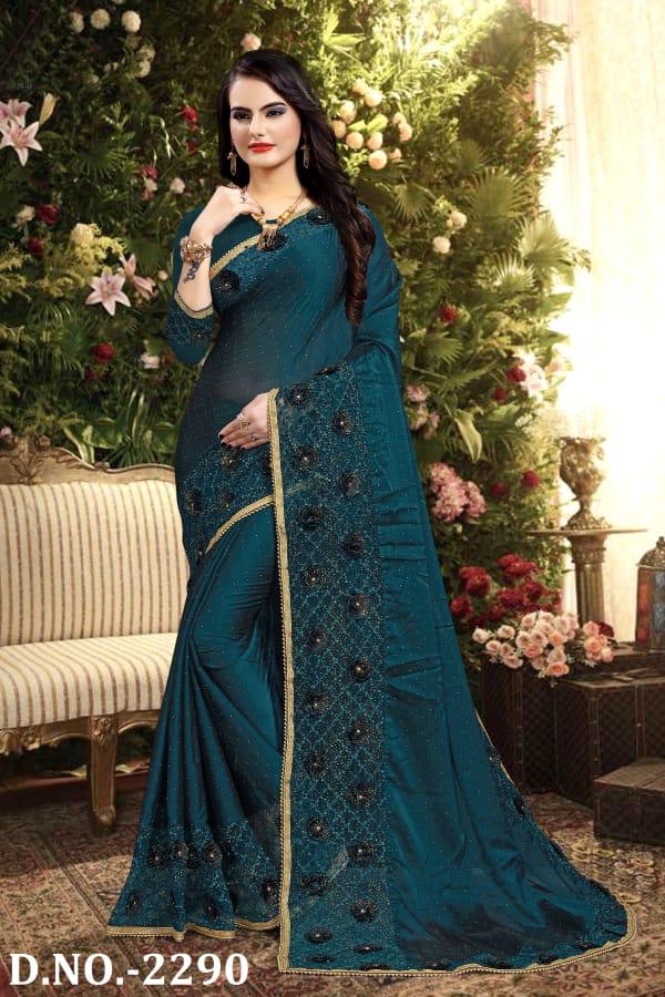 Naree Heavy Resham And Embroidery Work Beautiful Border And Flower