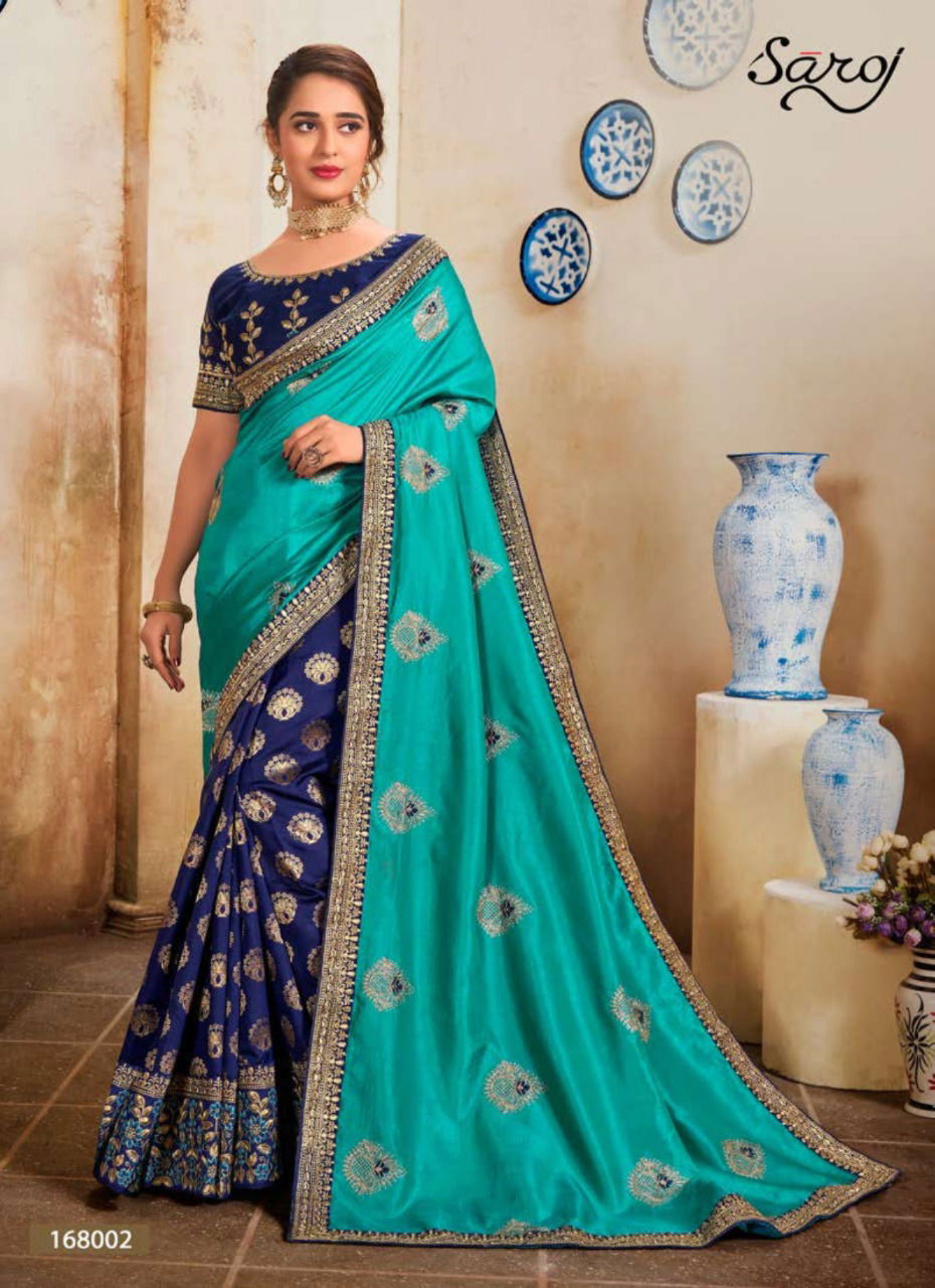 Saroj Kolaveri Latest Fancy Heavy Festive Wear Vichitra Silk Sarees Collection
