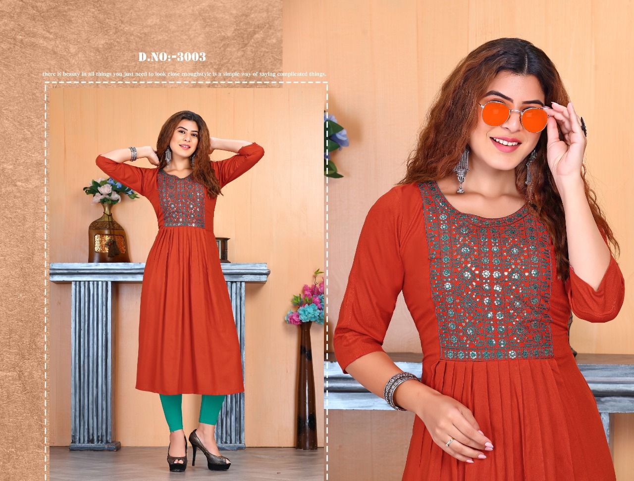 Beauty Queen Savory Fancy Party Wear Rayon Embroidery Kurti Collection