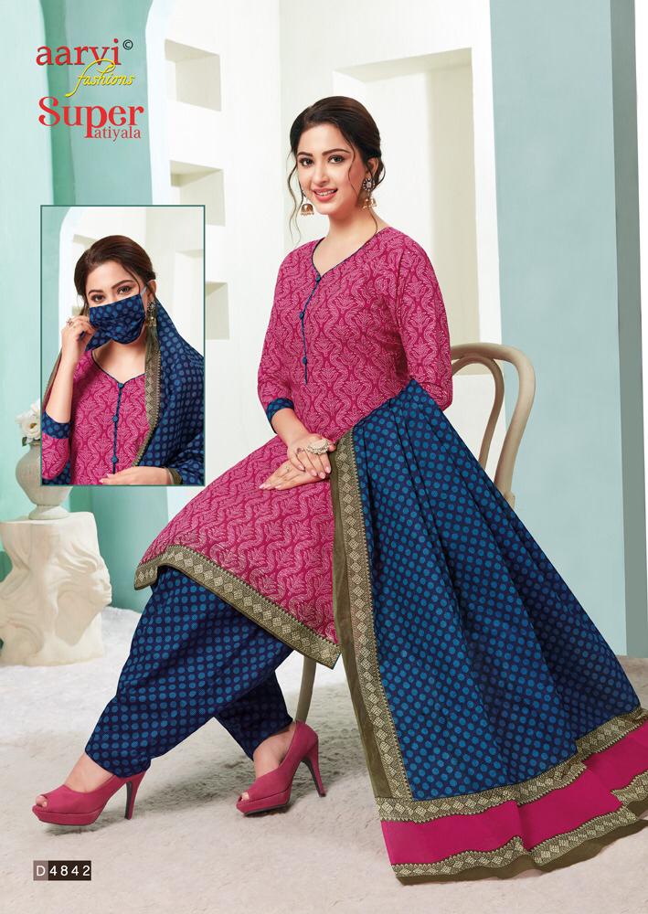 Aarvi Super Patiyala 2 Ready Made Regular Wear Patiyala Collection With Mal Mal Dupatta 