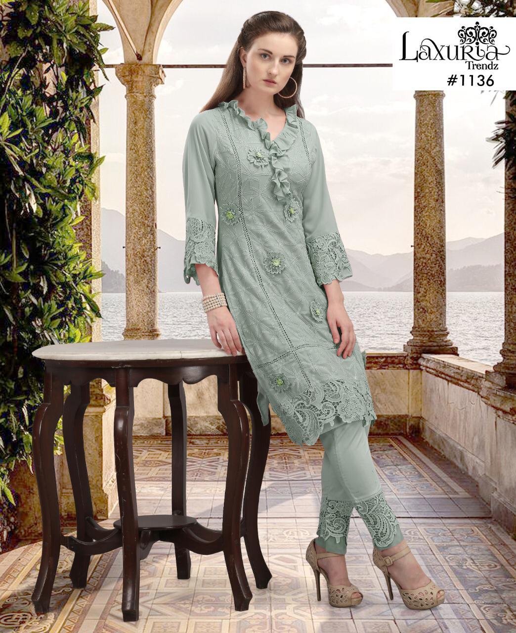 Luxury pret Collection 1136 Latest Fancy Party And Festive Wear Designer Tops With Bottom Collection
