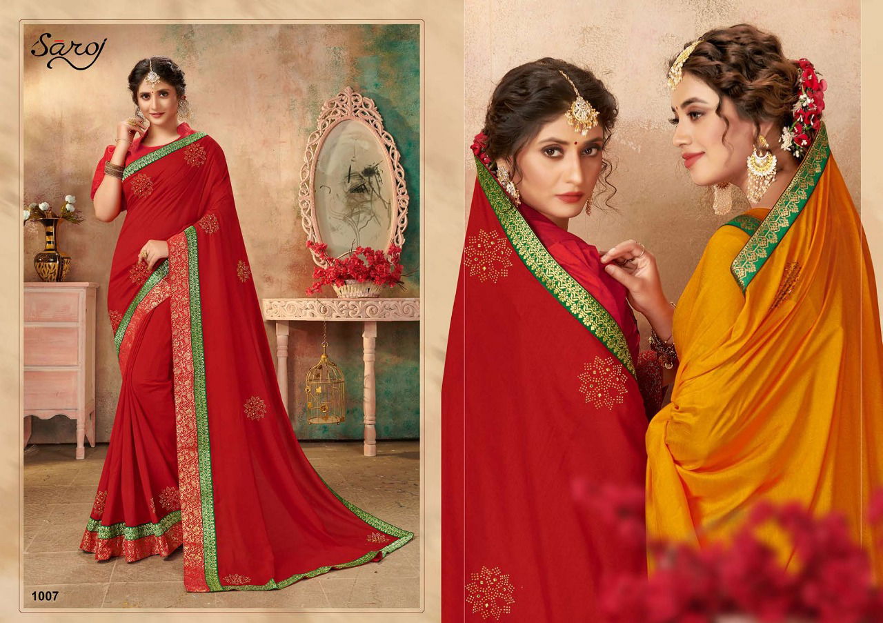 Saroj Gulfar Latest Designer Wedding  Wear Vichitra silk Sarees Collection
