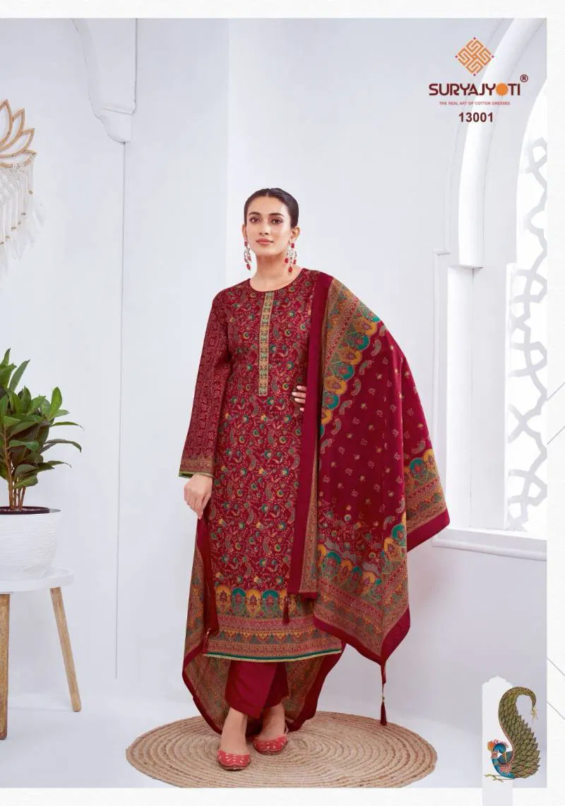Pushpa Vol 13 By Suryajyoti Modal Printed Dress Material Wholesalers In Delhi