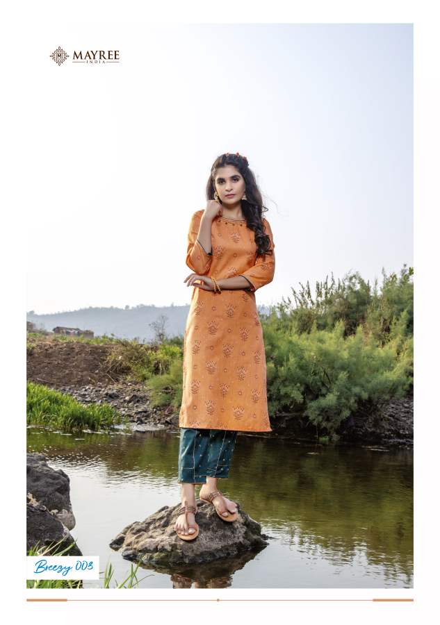 Mayree Breezy Fancy Designer Ethnic Wear Rayon Kurti With Bottom Collection