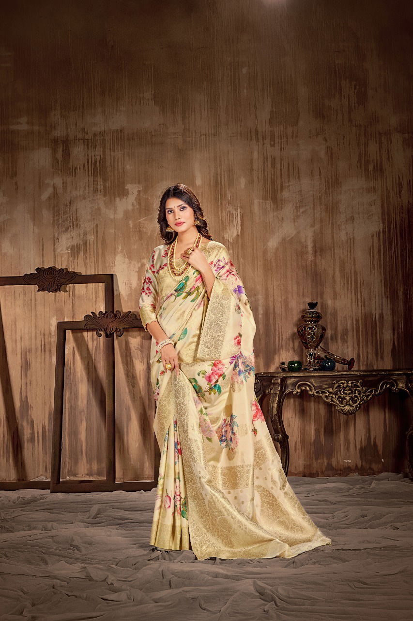 Rajyog Anjali Latest Designer Fancy Festive Wear Silk Digital Printed Silk Sarees Collection
