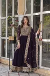 KA 1153 Faux Blooming Embroidery Designer Gown With Dupatta Wholesale Online
