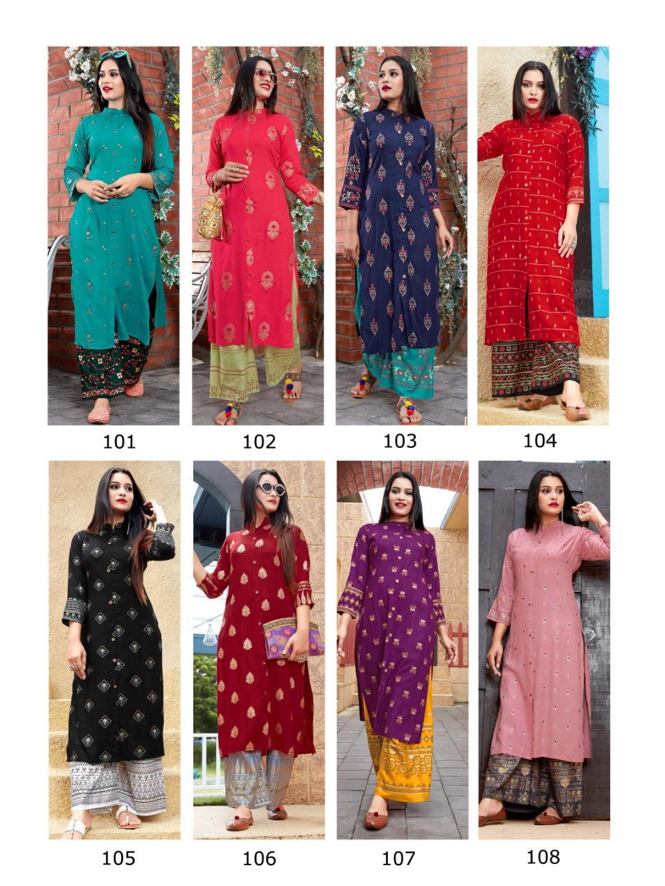 FVD Clasic Gold Vol-2 Latest Designer Party Wear Printed Kurtis With Plazzo Collection (single 750/-)