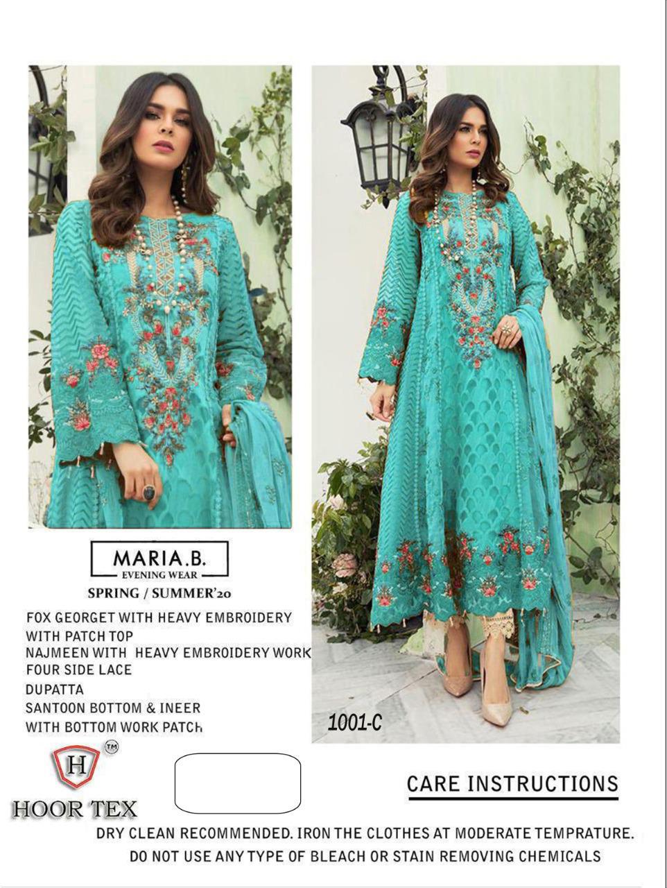 Hoor tex MARIA.B. Supe Hit Design Faux Georgette with Embroidery work Designer Pakistani Collections Full Set and Single Available