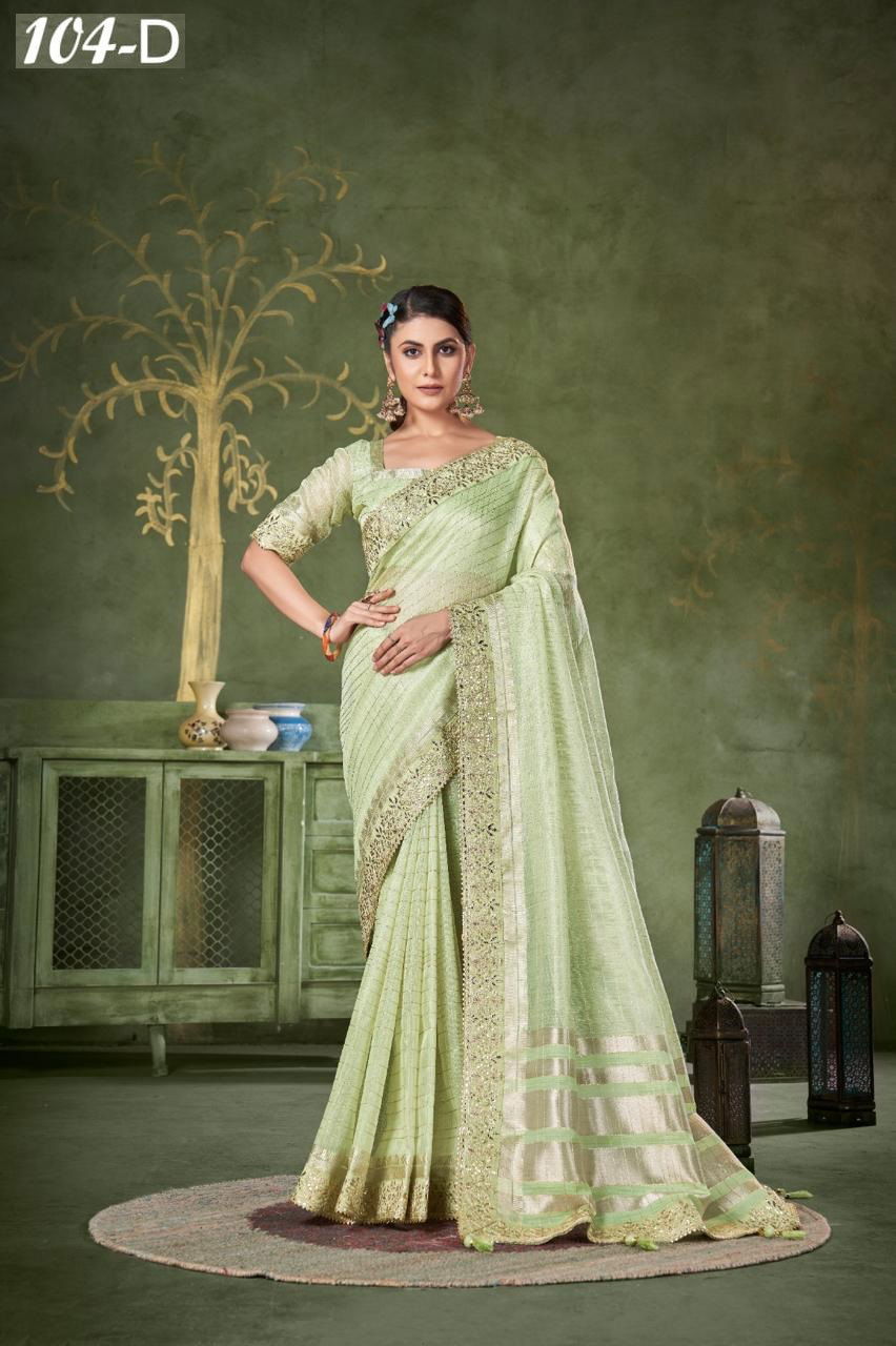 Sumitra 104 A To 104 E Banarasi Linen Checks Wholesale Saree Manufacturers