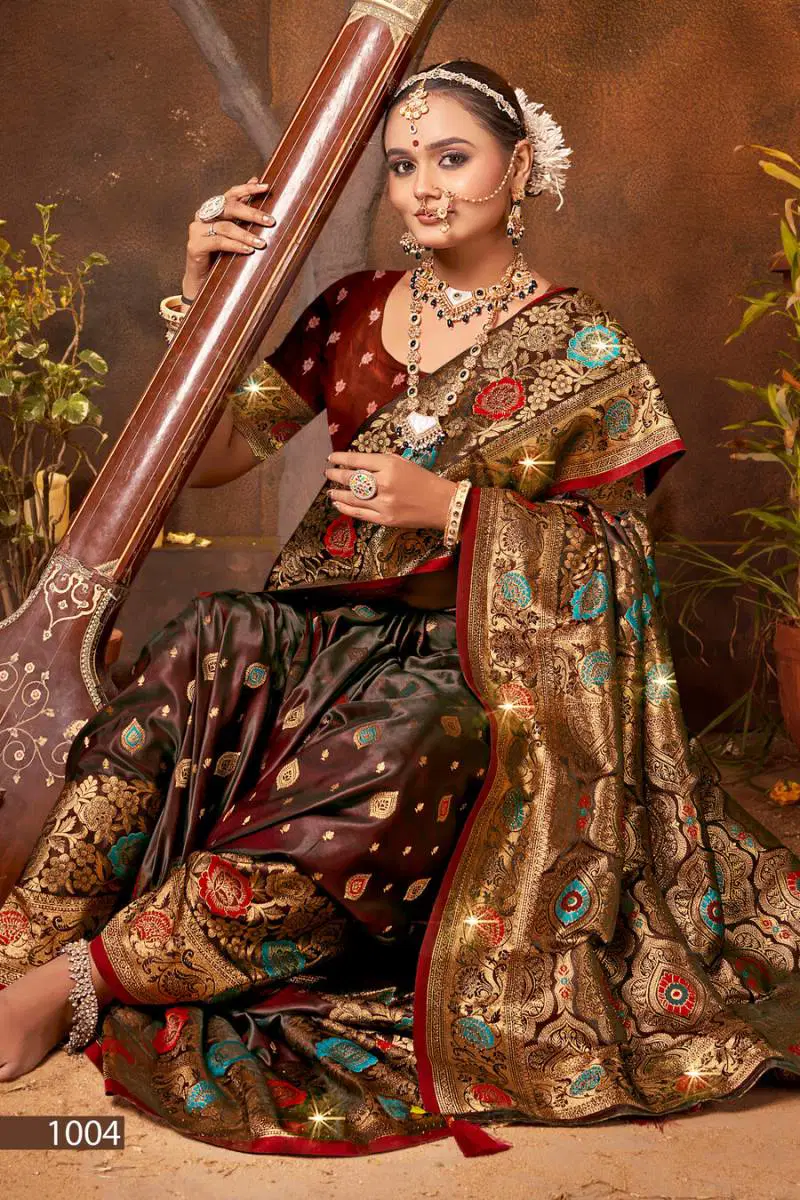 English Satin Saroski Vol 1 By Saroj Wedding Wear Silk Saree Suppliers In India