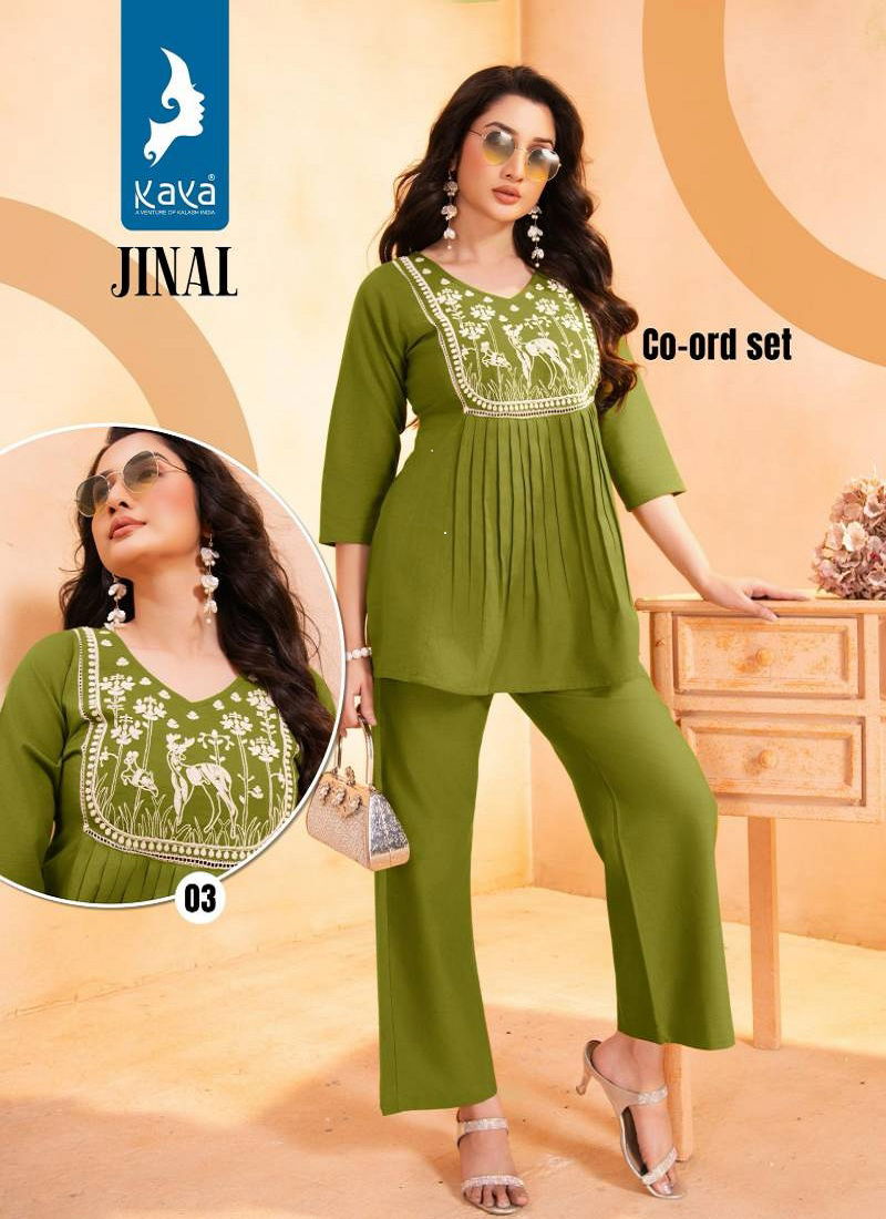 Jinal By Kaya Cotton Flex With Work Co Ord Set Wholesale Online