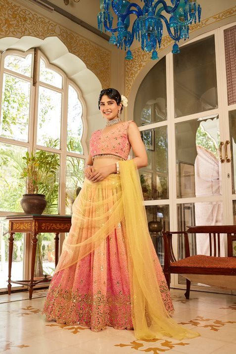 SS 154 Wedding Wear Designer Organza Silk Lehenga Choli Wholesale Shop In Surat