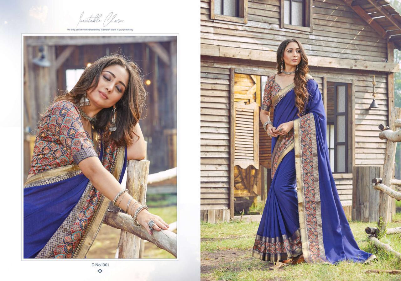 SHUBH SHREE ATHENA Latest Fancy Festive Wear Vichitra Digital Lace Patta Or Banarasi Border Plus Digital Lace Heavy Saree Collection
