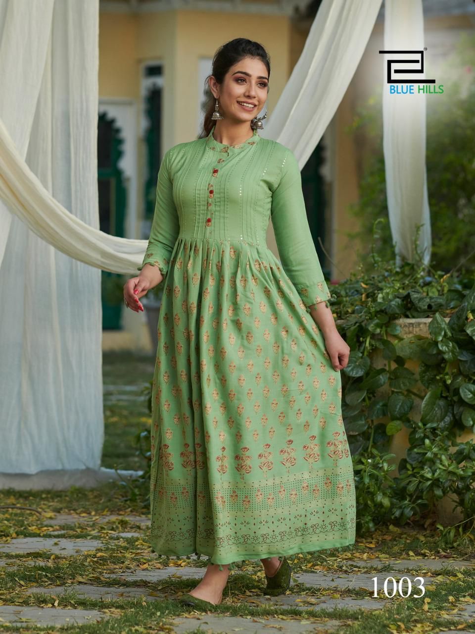 Blue Hills Pom Pom 1 Long Fancy Ethnic Wear Long Anarkali Kurti Collection