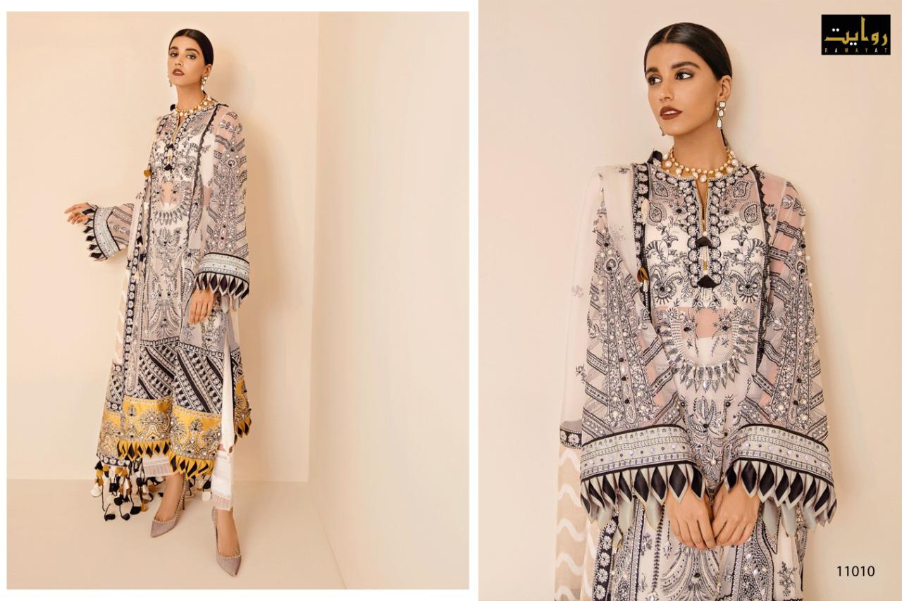 Rawayat Elan 3 Latest Fancy wedding Wear Butter fly net And Embroidery Work top With Dupatta Pakistani Salwar Suits Collection

