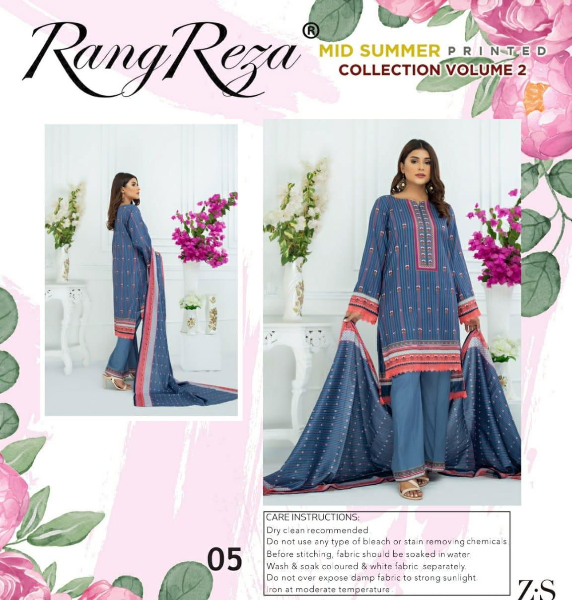 Rang Reza Lawn 2 Latest Fancy Designer Lawn Cotton Casual Wear Karachi Dress Material Collection
