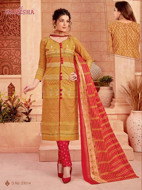 Ganesha Print 23 Latest Designer Printed Cotton Dress Material Collection