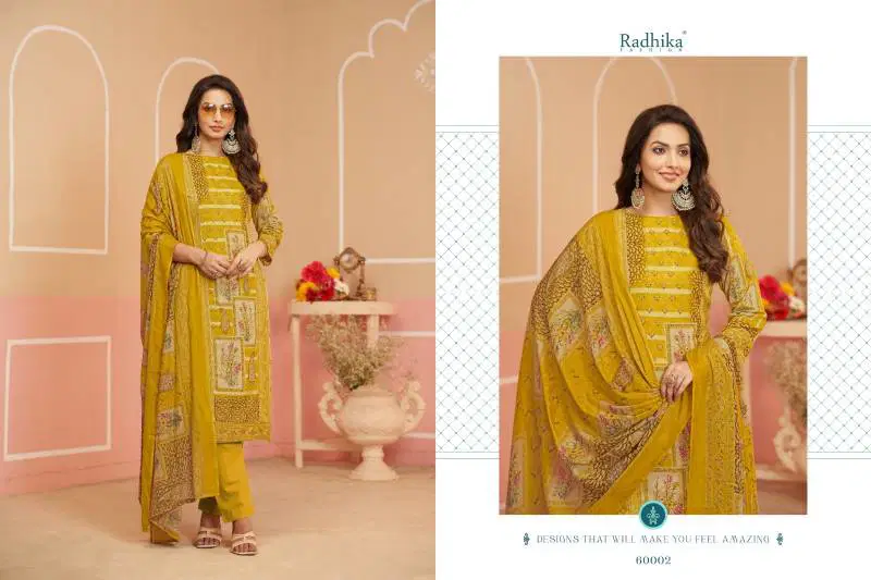 Azara Avnee 2 By Radhika Lawn Cotton Printed Dress Material Wholesalers In Delhi