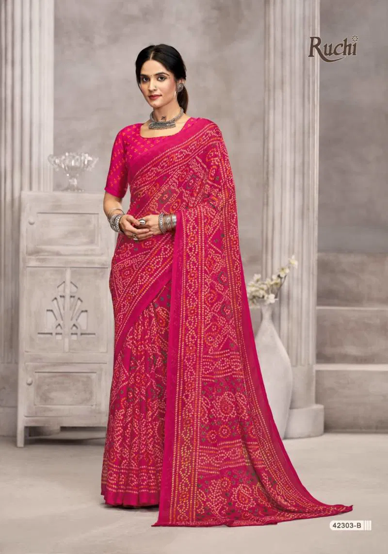 Star Chiffon 194 By Ruchi Printed Chiffon Saree Wholesale Price In Surat