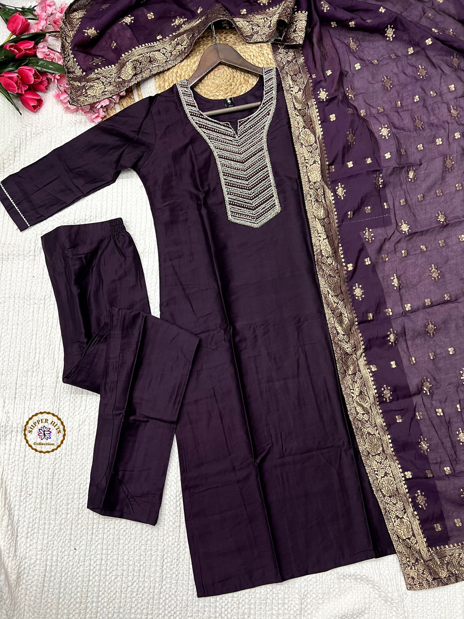 KF 5016 Kalaai Viscose Chanderi Kurti With Bottom Dupatta Suppliers In India