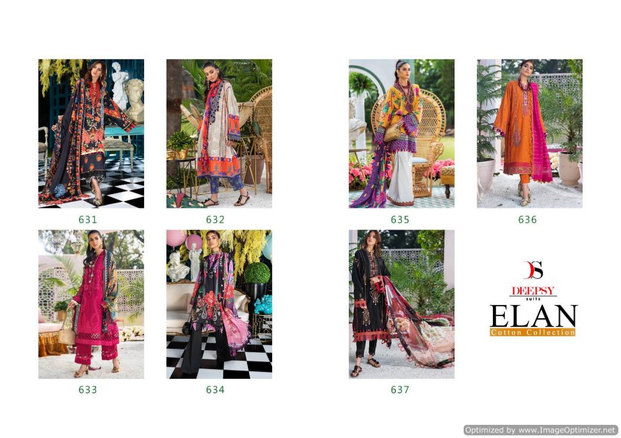 Deepsy Elan Latest Designer Festive Wear Cotton Print With Embroidery   Pakistani Suits Collection With Cotton Mal-Mal Dupatta