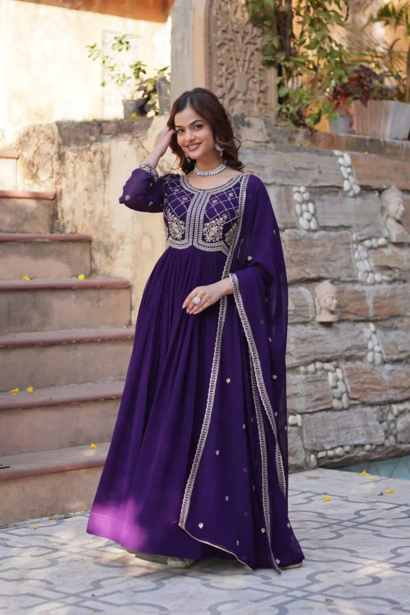Luna Vol 44 Designer Georgette Gown With Dupatta Wholesale Market In Surat