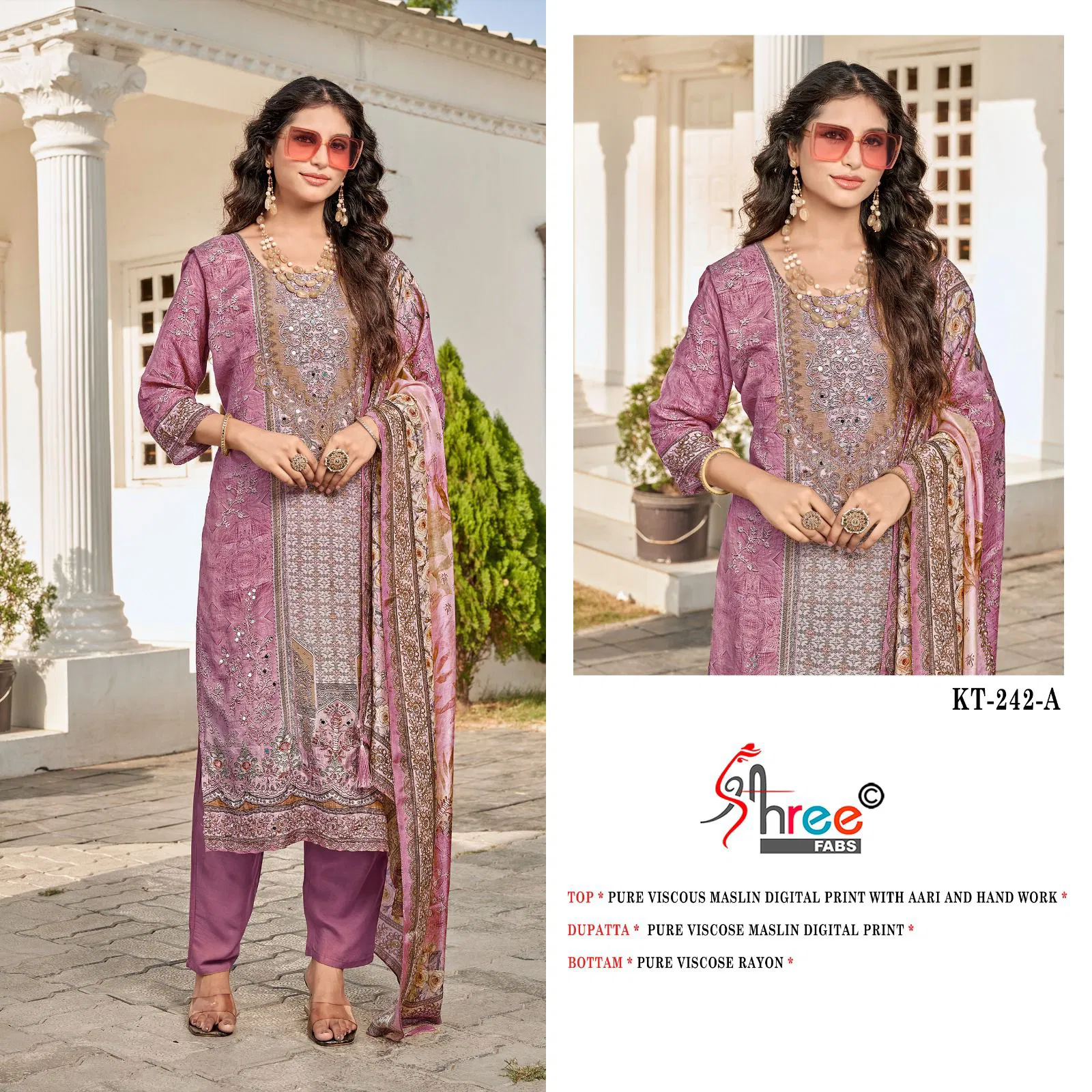 Shree Kt 242 Viscose Maslin Printed Wholesale Salwar Suits Suppliers In Mumbai